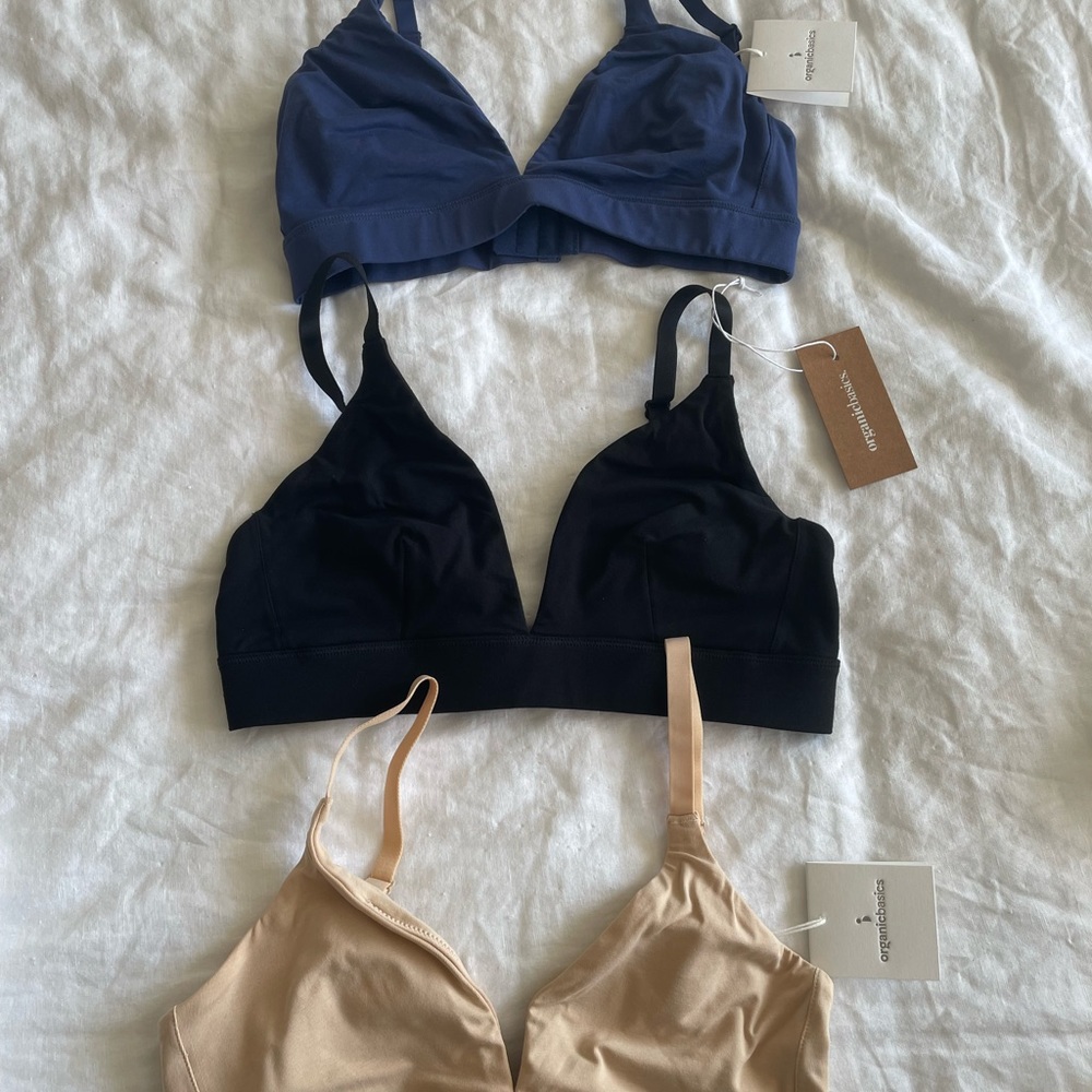 NWT lot of 3 organic basics triangle bras